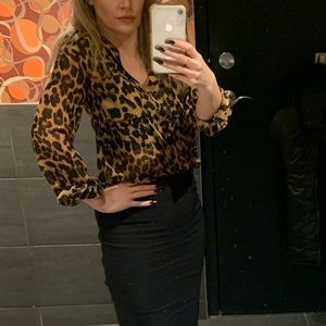 Sheer Leopard Blouse Print Top Small